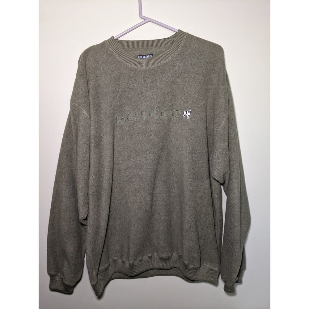 Vintage 90s Men's XL Big Dog Grey Fleece Sweatshirt Polar